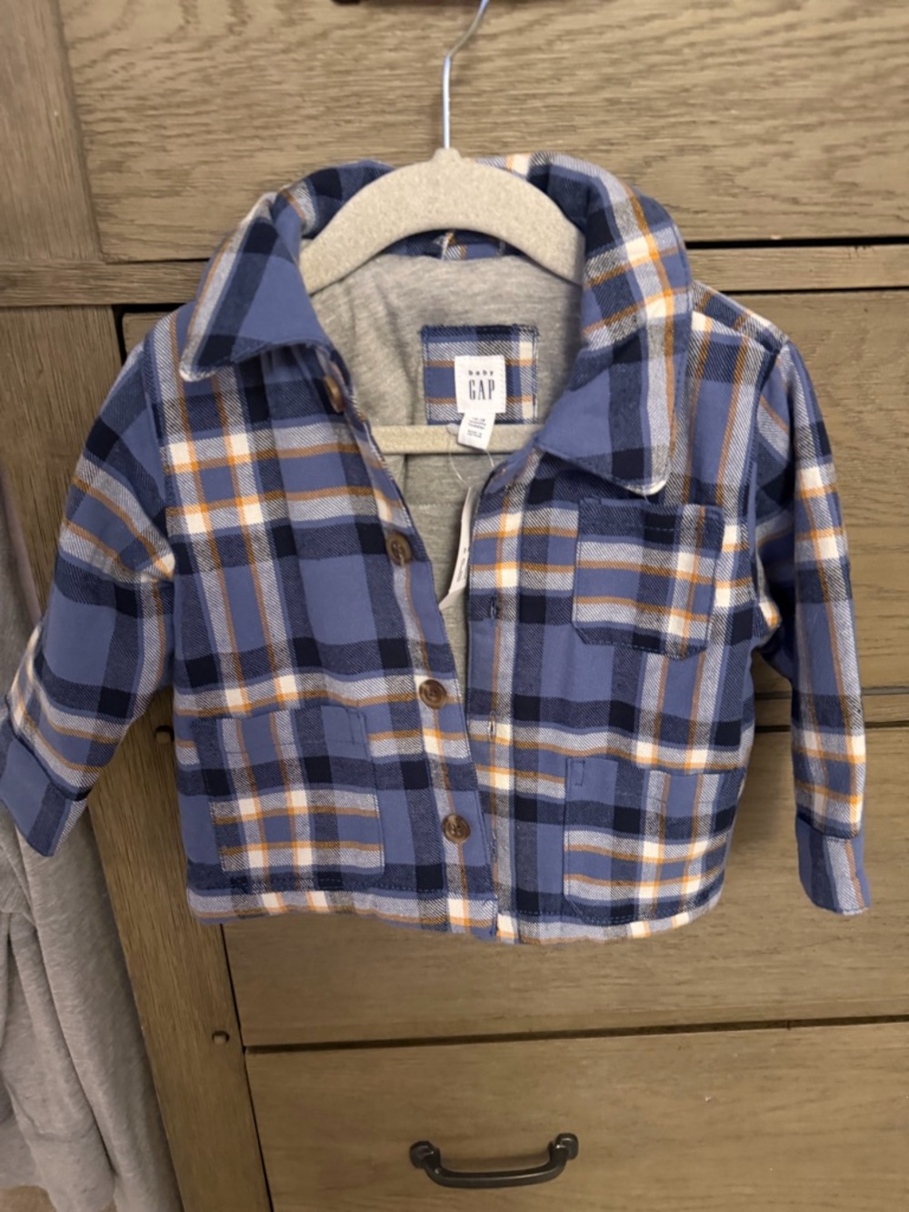 GAP Toddler Blue Plaid Button-Front Shirt Jacket